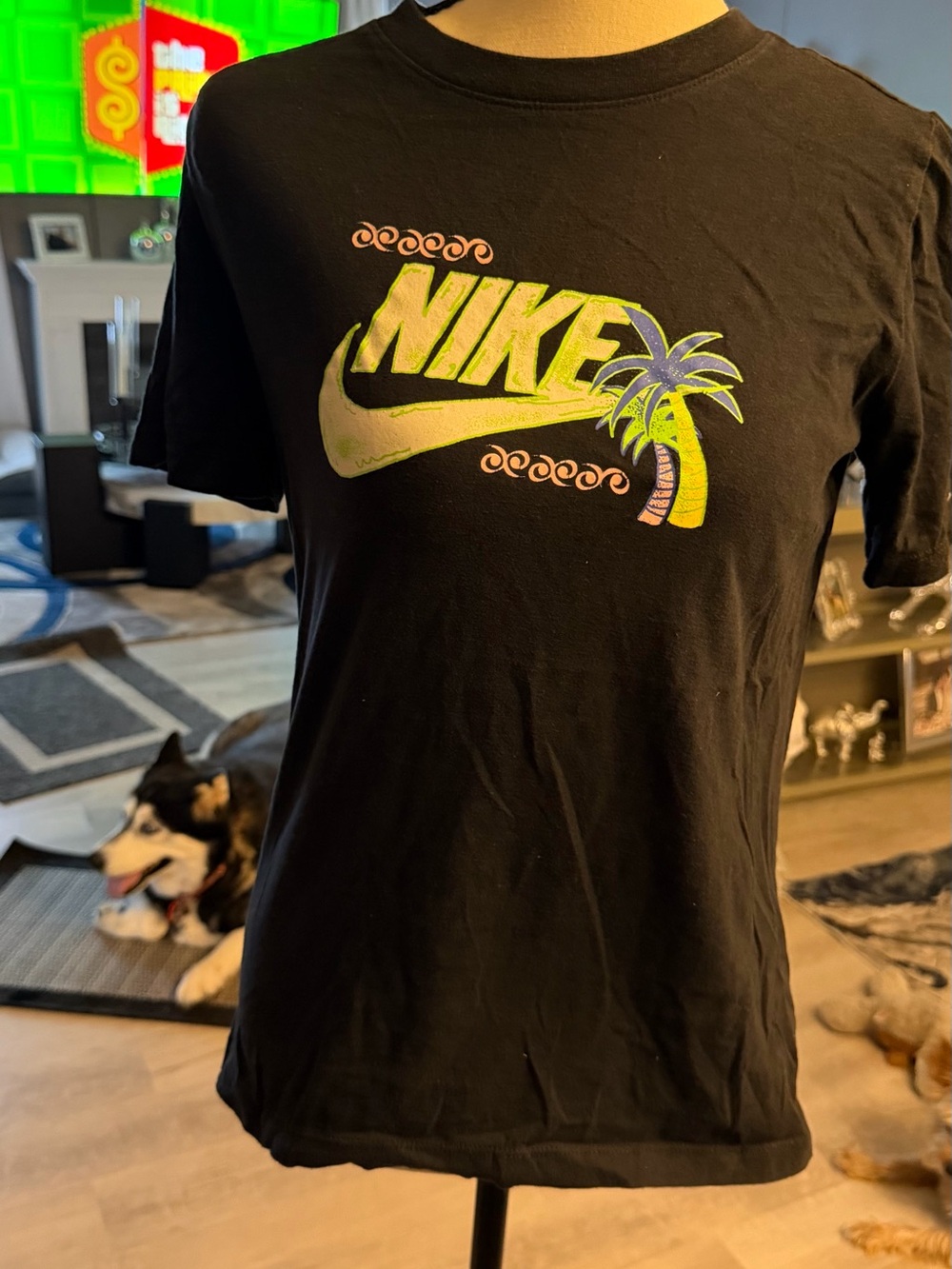 Nike Black Tee with Neon Palm Logo